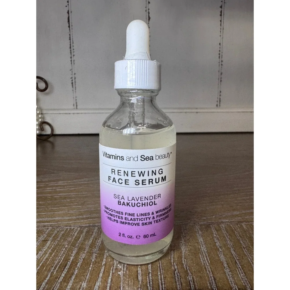 Lot of 2 Vitamins and Sea Beauty Renewing Face Serum Sea Lavender Bakuchiol 2oz